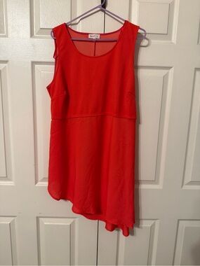 love J Red Sleeveless Asymmetrical Hem Tunic